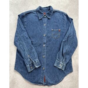 VTG A Gold E Event Men's Sz M Denim Blue Long Sleeve Button Shirt Casual Western